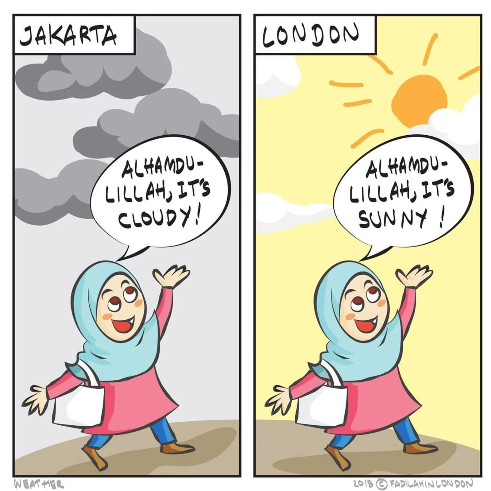 Ilustrasi ini Gambarkan Bedanya Kehidupan Muslim di Jakarta dan London