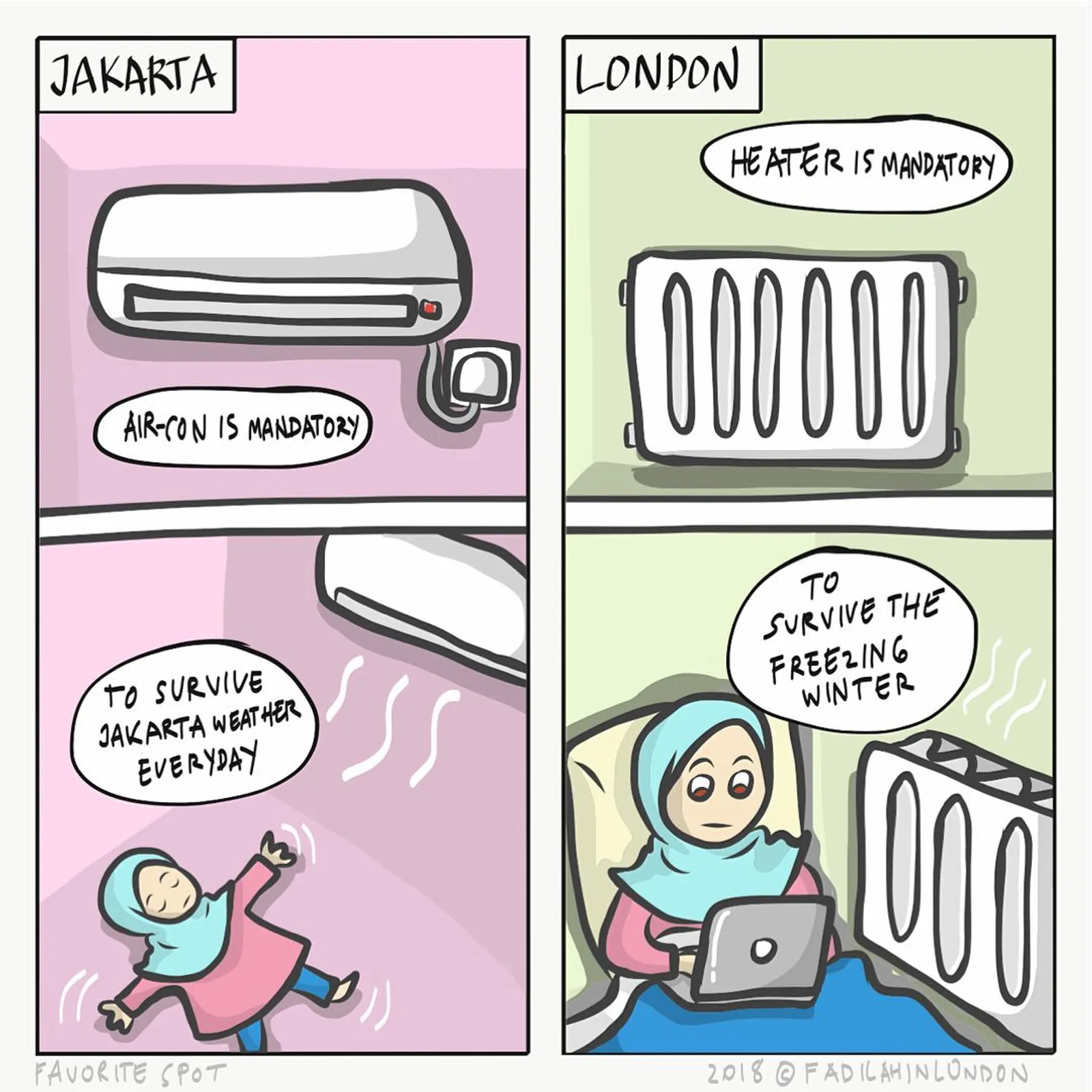 Ilustrasi ini Gambarkan Bedanya Kehidupan Muslim di Jakarta dan London