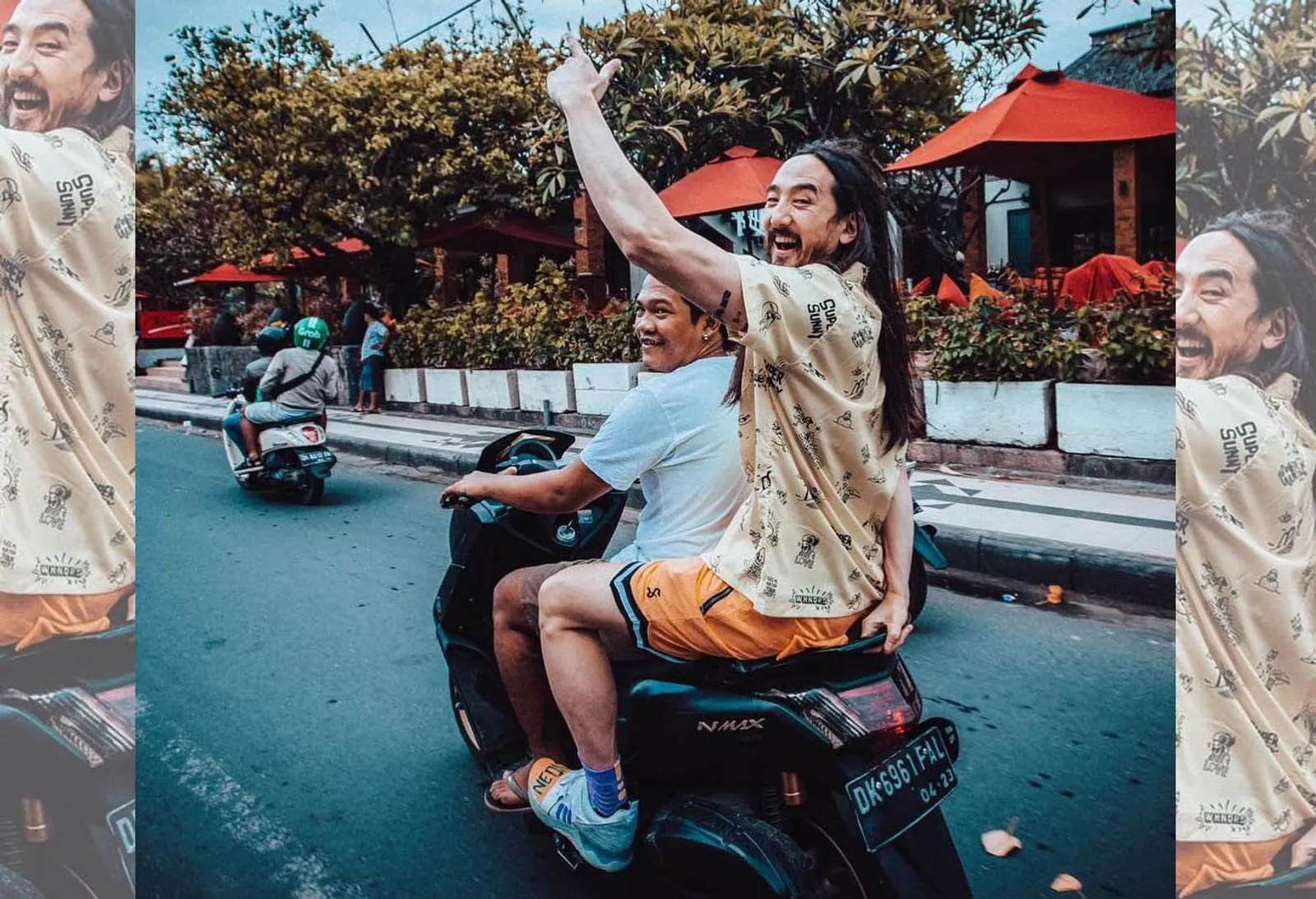 Hebohnya Steve Aoki di Bali, Kibar Bendera Indonesia Hingga Naik Ojek