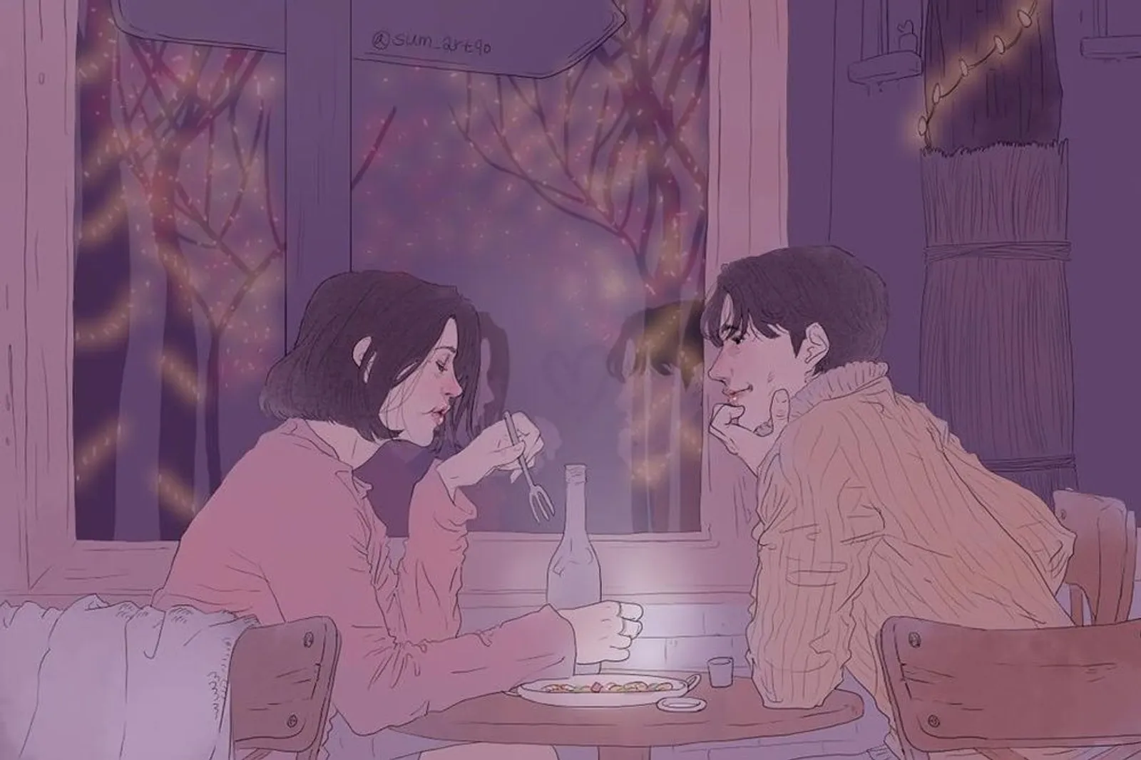 9 Ilustrasi Romantis tentang Lika-liku Percintaan, Mirip Drama Korea!