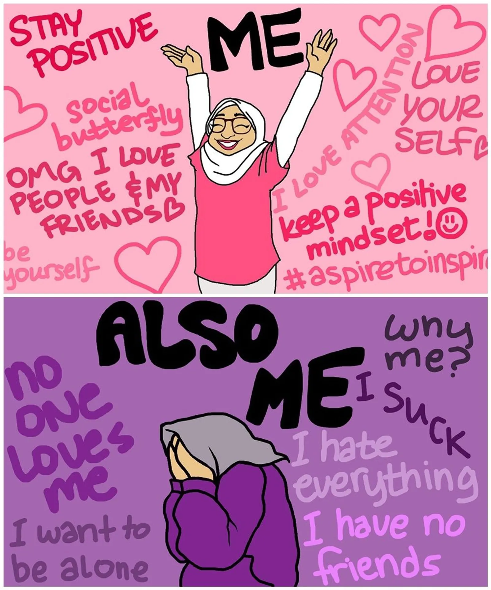 7 Ilustrasi Lucu Perempuan Muslim Saat Menjalani Kehidupan 