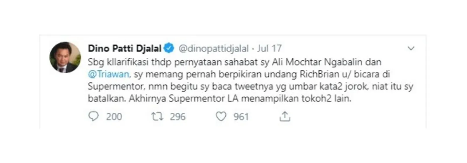 Rich Brian, Dipuji Presiden Tapi Dicibir Mantan Wamenlu Indonesia
