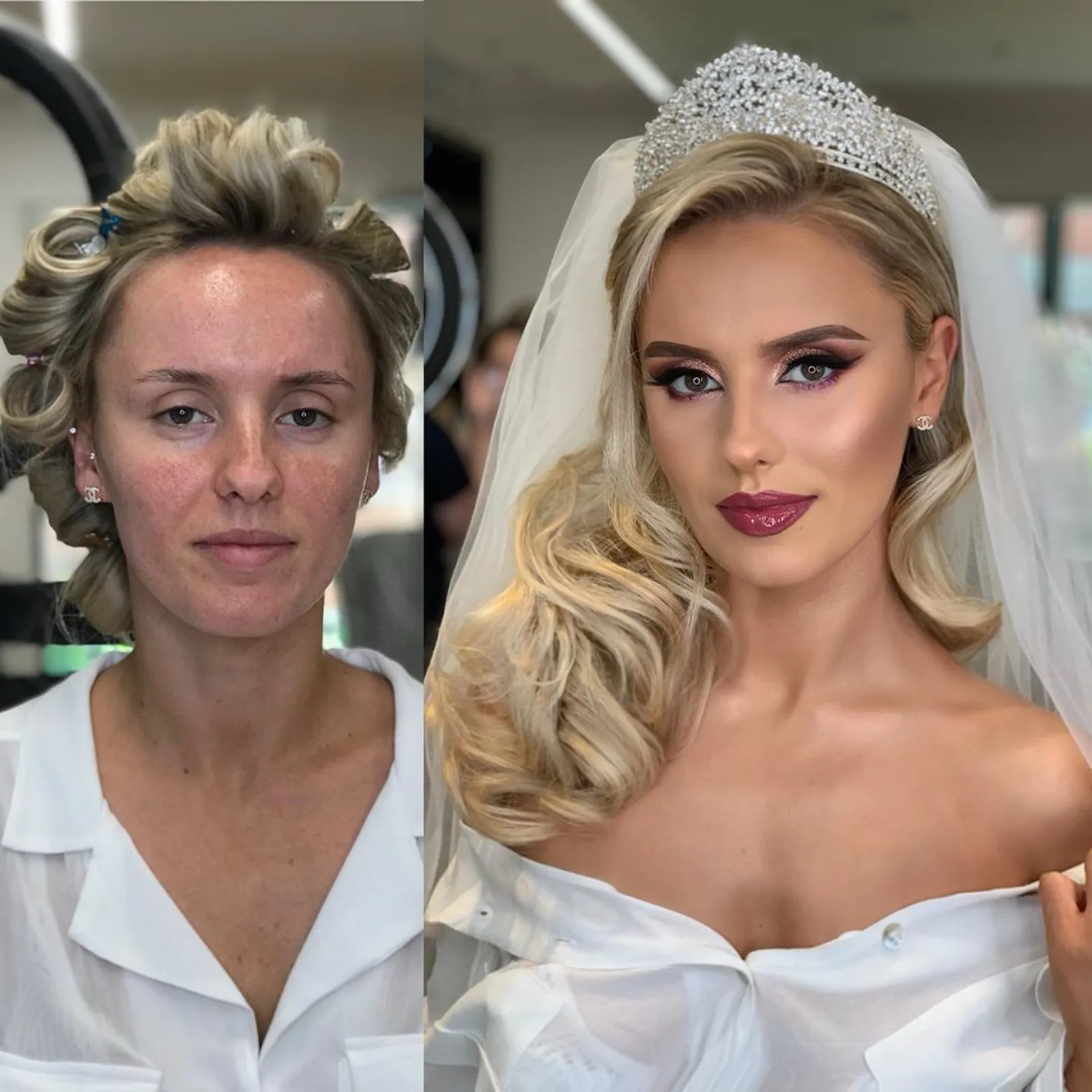 11 Foto Perbandingan Pengantin Setelah Dirias dengan Makeup Bold