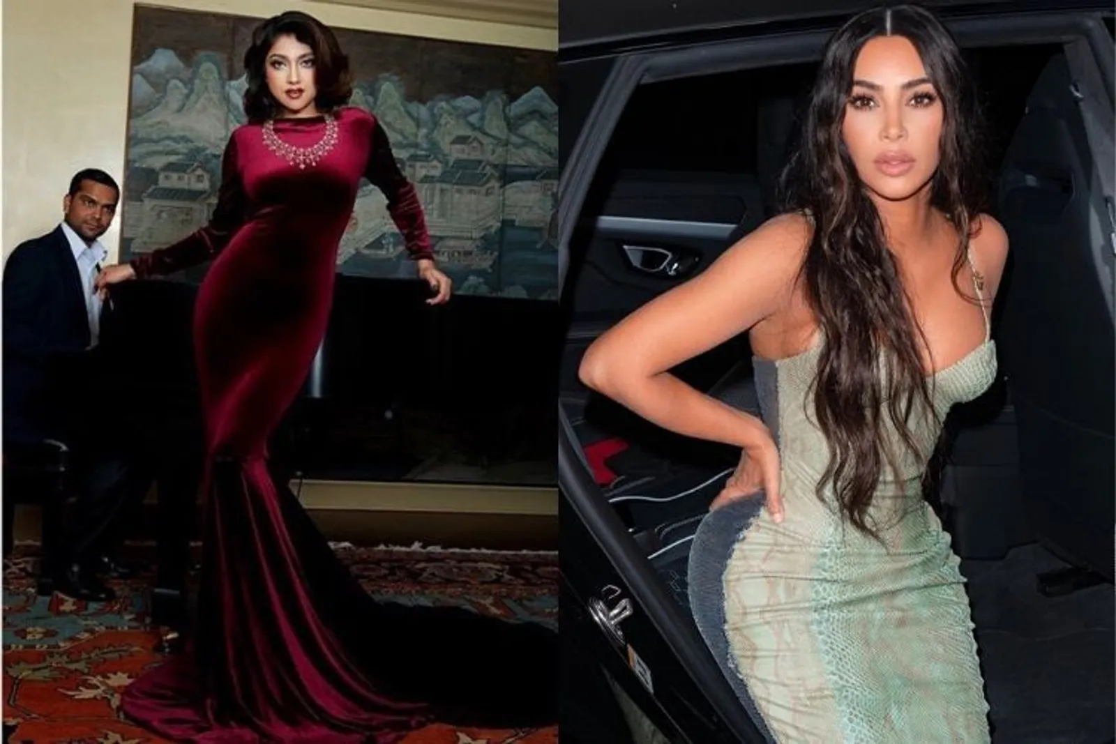 Perbandingan Gaya Seksi Sarah Azhari & Kim Kardashian, Ada Miripnya!