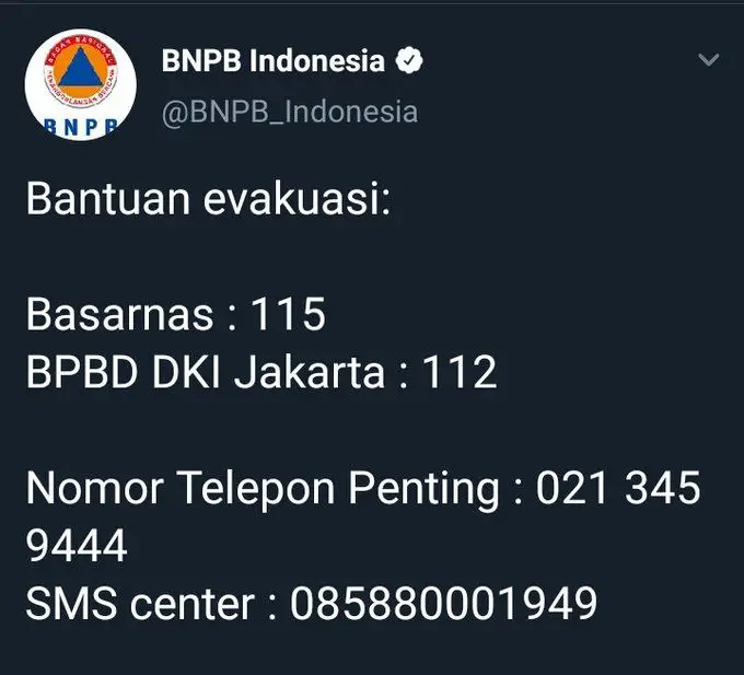 Daftar Nomor Darurat yang Bisa Dihubungi Saat Terjadi Bencana