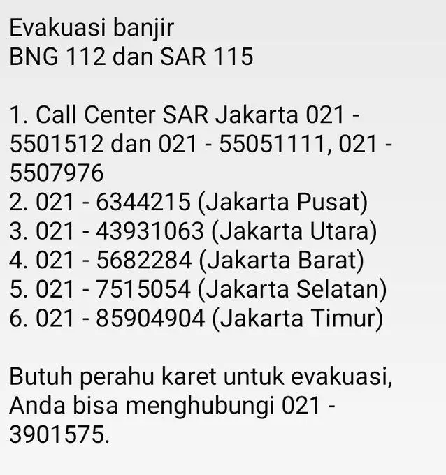 Daftar Nomor Darurat yang Bisa Dihubungi Saat Terjadi Bencana