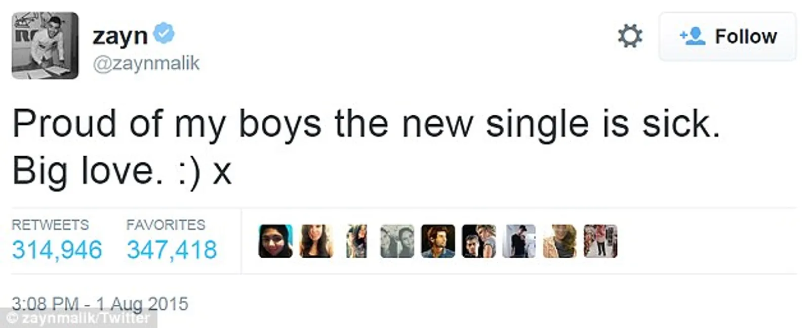 Akan Reuni? Anggota One Direction Serempak Follow Zayn Malik Lagi