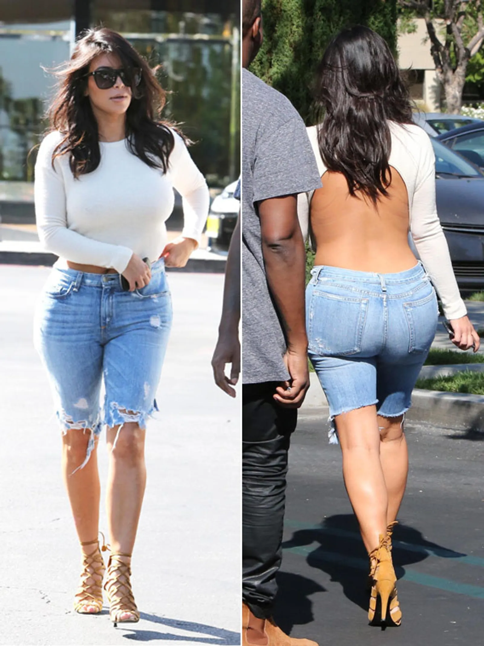Gaya Seksi Kim Kardashian West Pakai Celana Jeans, Serba Ketat!