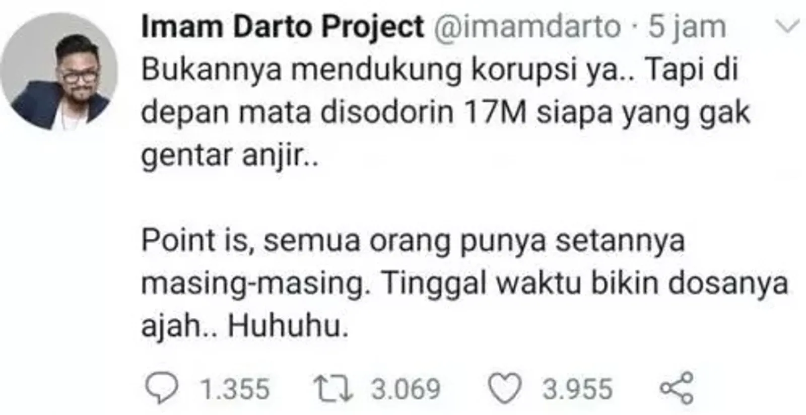 Analogikan Korupsi 17M dengan Gal Gadot, Imam Darto Diserbu Warganet