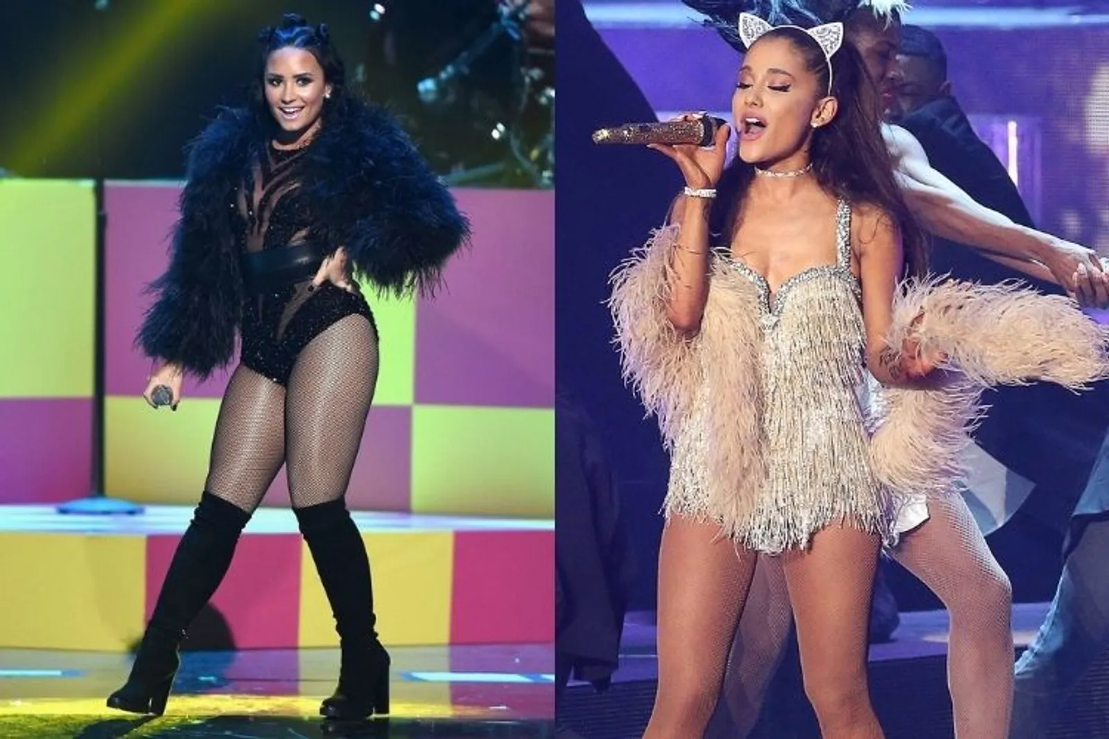 Jadi Teman Duet, Intip Adu Gaya Seksi Demi Lovato vs Ariana Grande