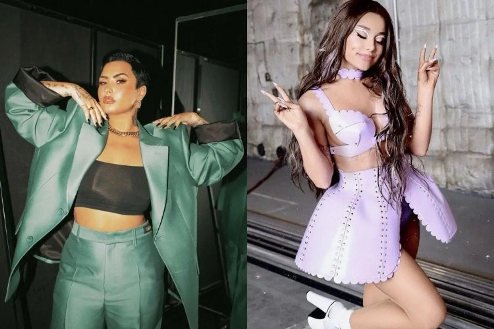 Jadi Teman Duet, Intip Adu Gaya Seksi Demi Lovato vs Ariana Grande