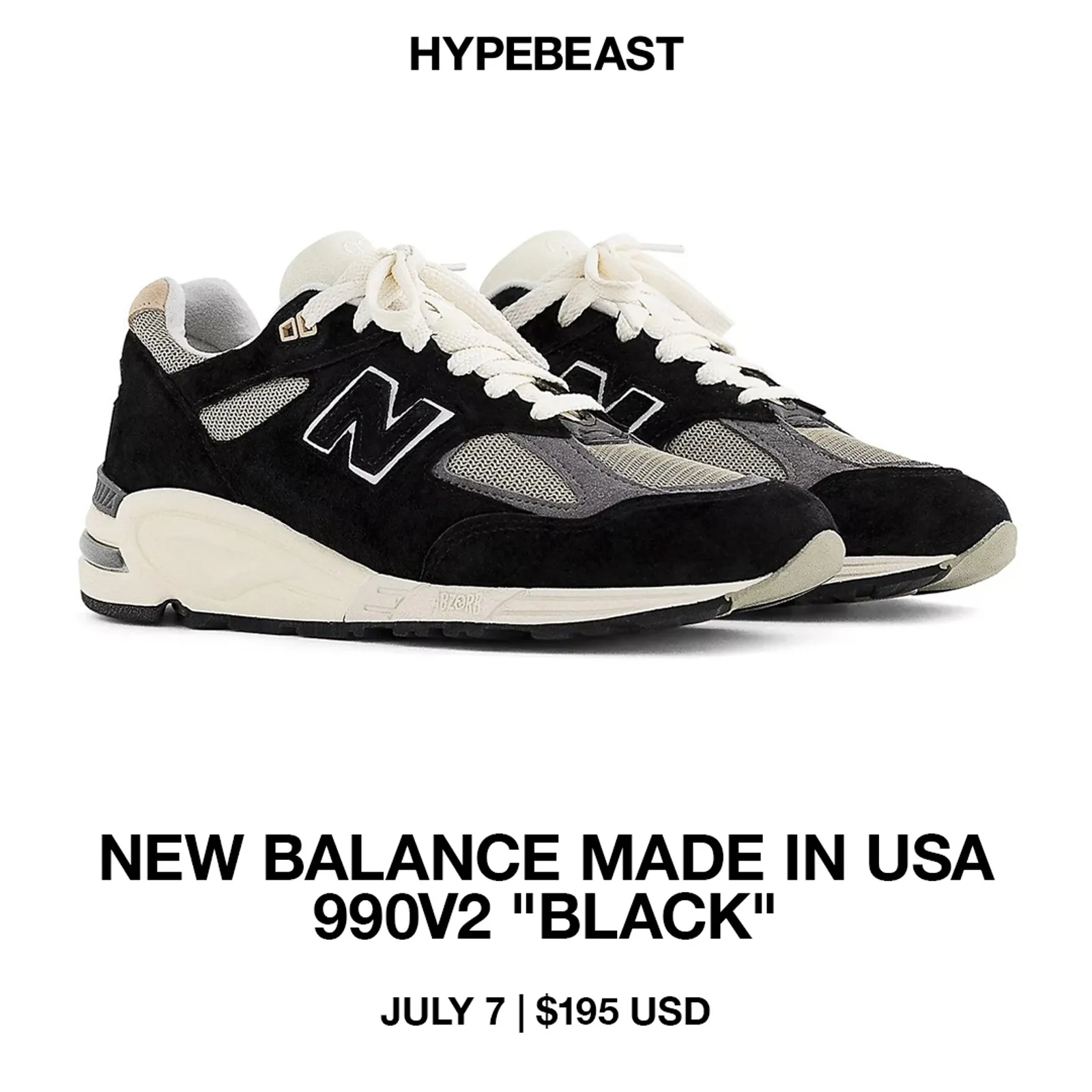 Detail Sneaker New Balance 990v2 dalam Colorway 'Black'
