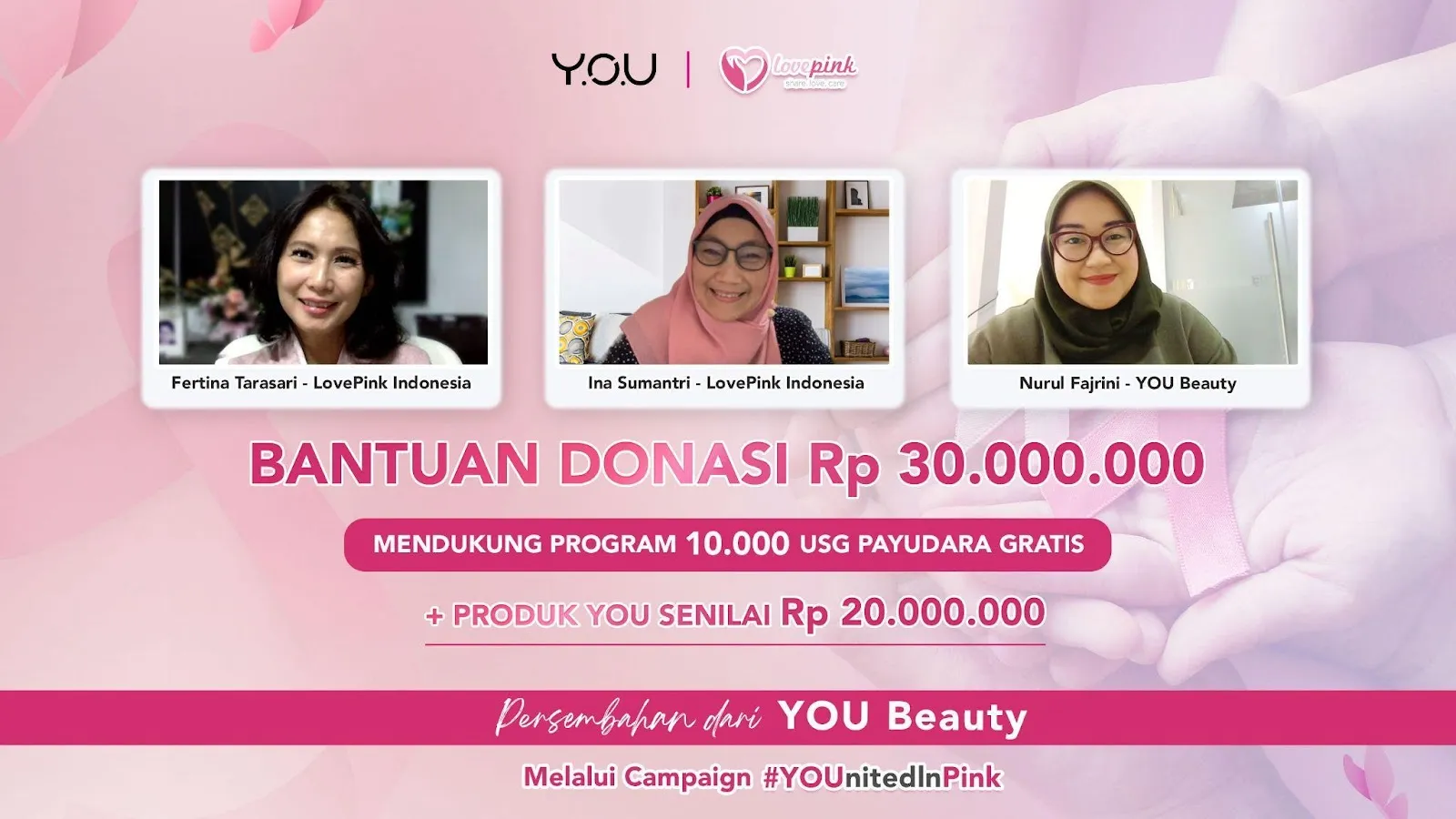 YOU Beauty x Lovepink Hasilkan Donasi 10.000 USG Payudara Gratis