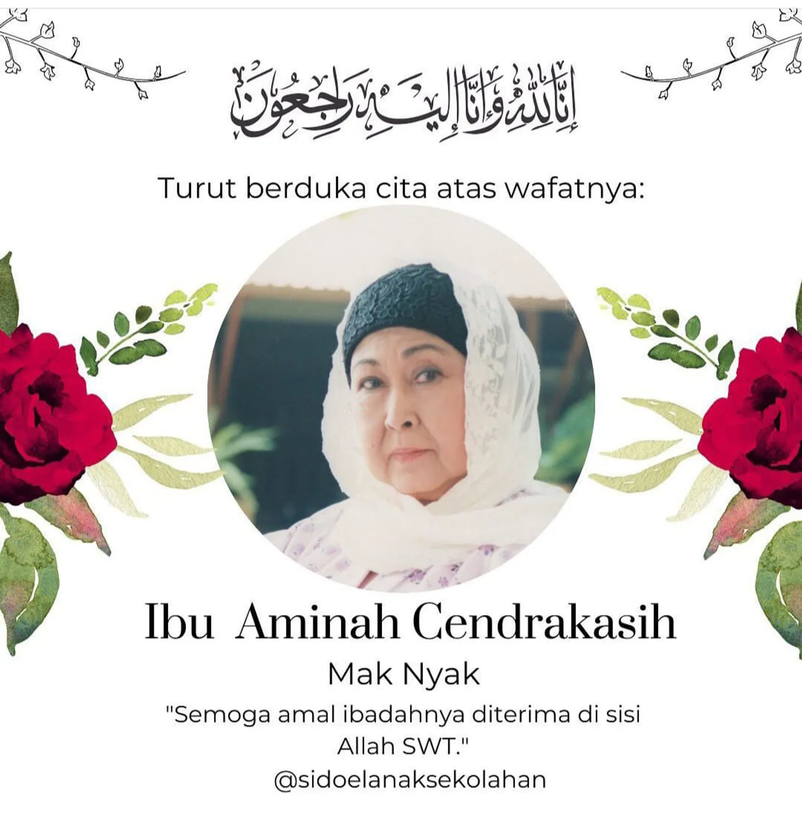 Profil Aminah Cendrakasih, Mak Nyak 'Si Doel' Kini Telah Tiada