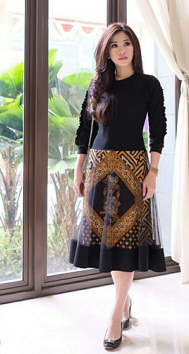 10 Model Dress Batik Kombinasi Polos Terbaru Fashionable 