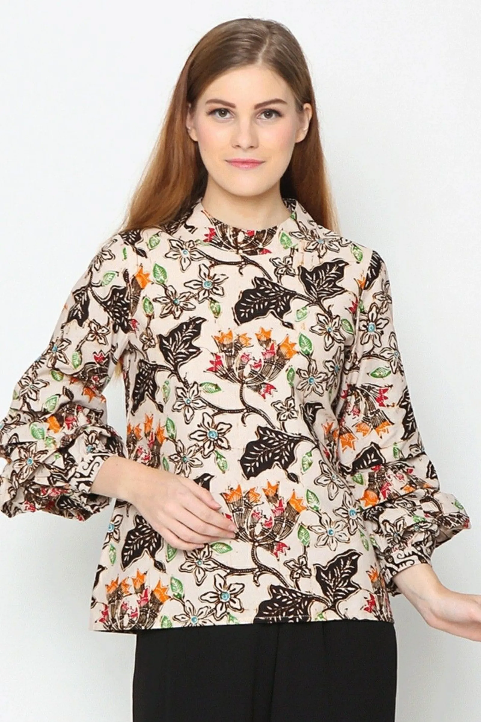 10 Model Baju Batik Atasan Perempuan Lengan Panjang Modern