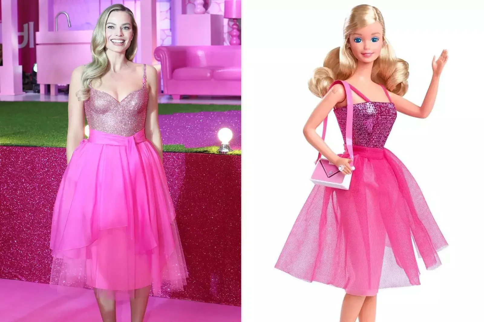 Perbandingan Gaya Margot Robbie vs Boneka Barbie Asli