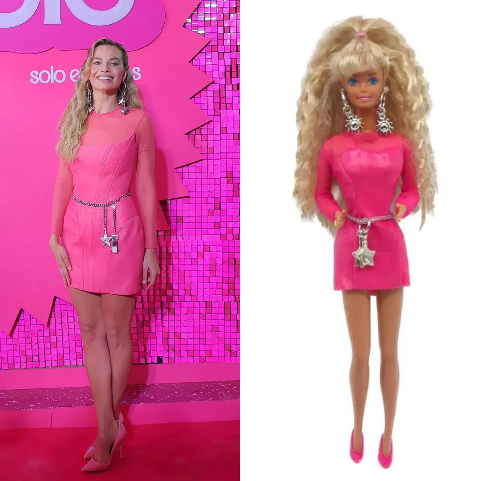 Perbandingan Gaya Margot Robbie vs Boneka Barbie Asli
