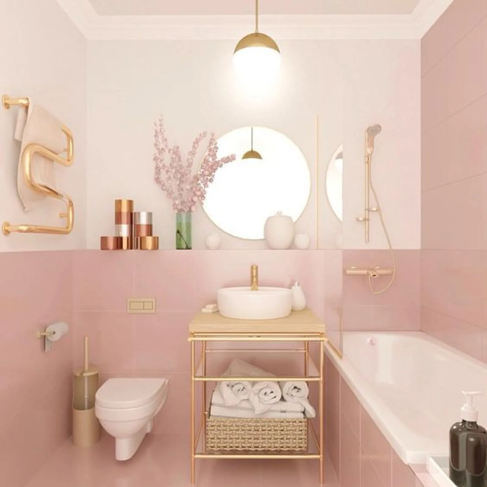 12 Ide Desain Kamar Mandi Bernuansa Pink, Penuh Kelembutan