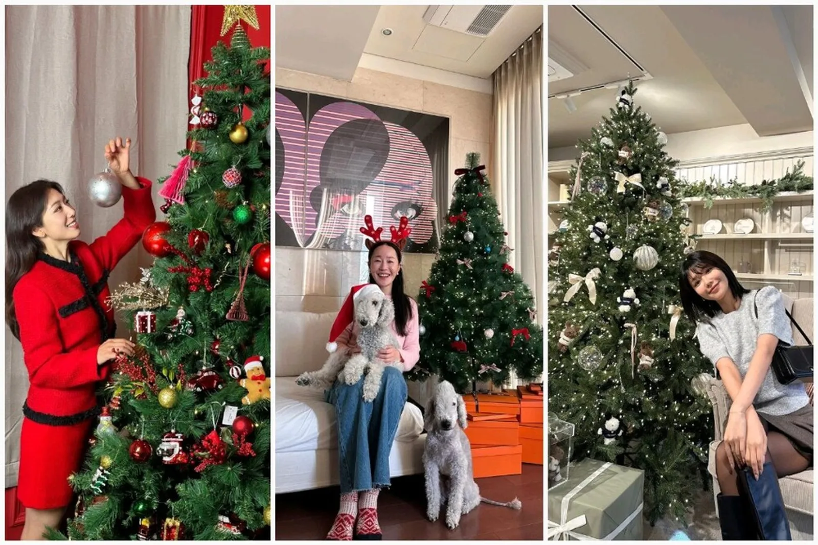 10 Potret Selebriti Korea di Depan Pohon Natal, Kiyowo Banget!