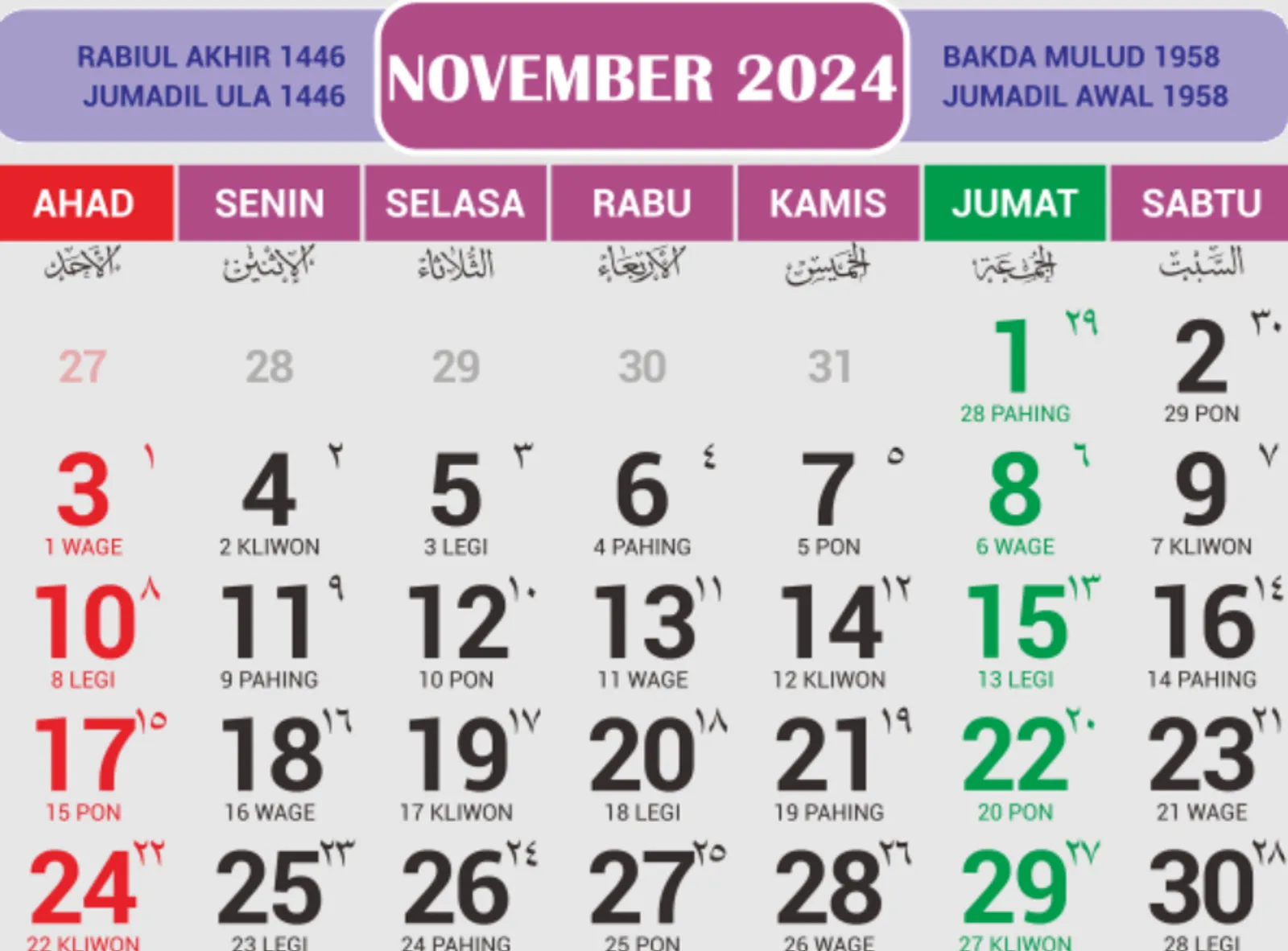 Kalender Jawa 2024 Lengkap dengan Weton dan Pasaran, Cermati!