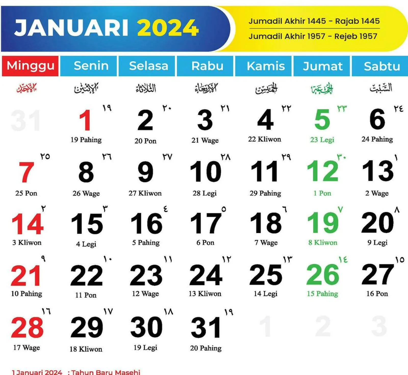 Kalender Jawa 2024 Lengkap dengan Weton dan Pasaran, Cermati!