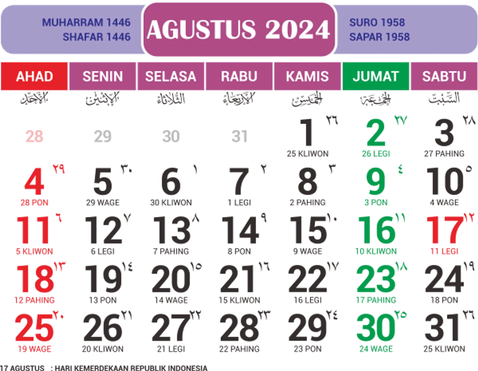 Kalender Jawa 2024 Lengkap dengan Weton dan Pasaran, Cermati!