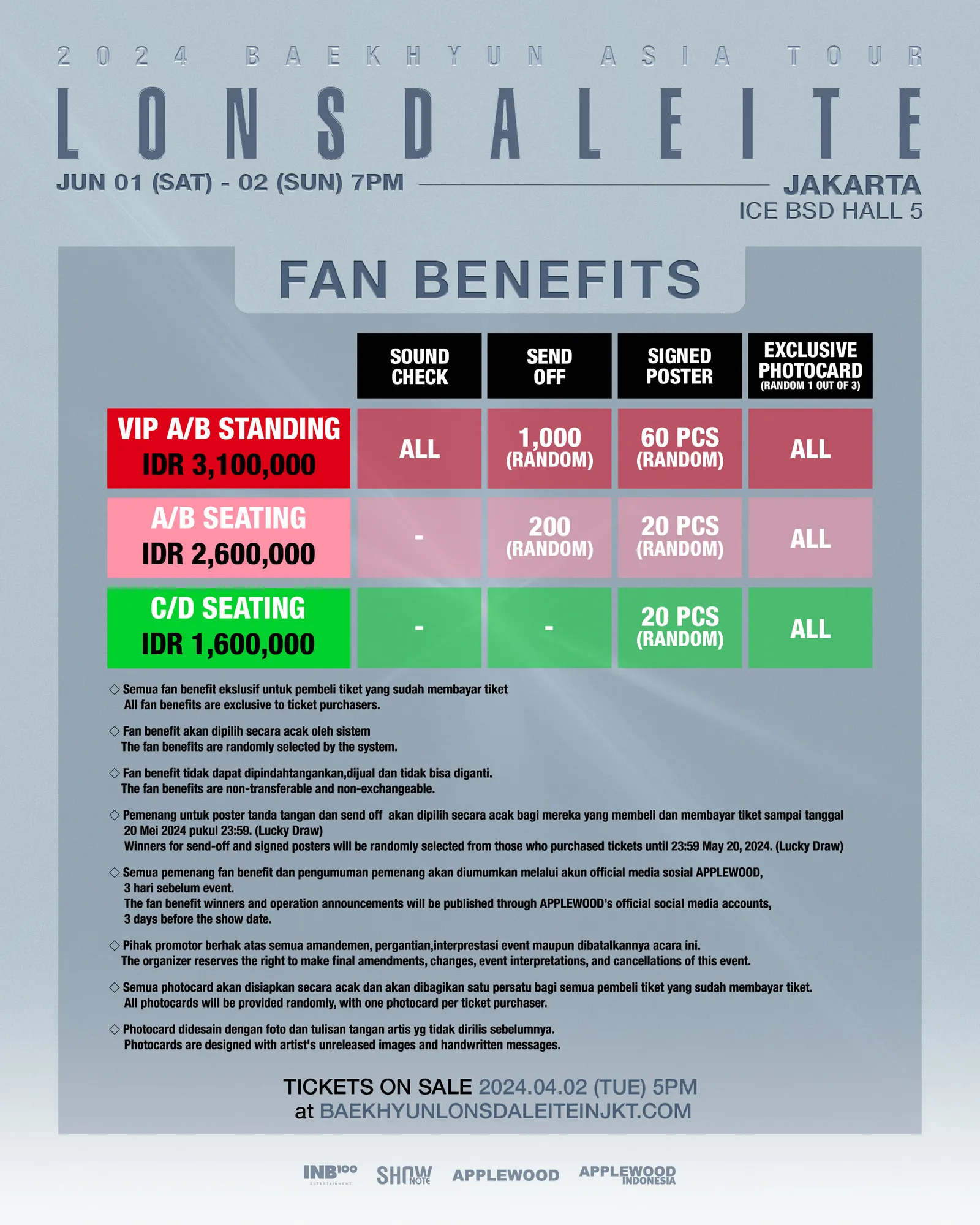 Baekhyun Konser 'Lonsdaleite' Jakarta 2 Hari, Apa Saja Benefitnya?