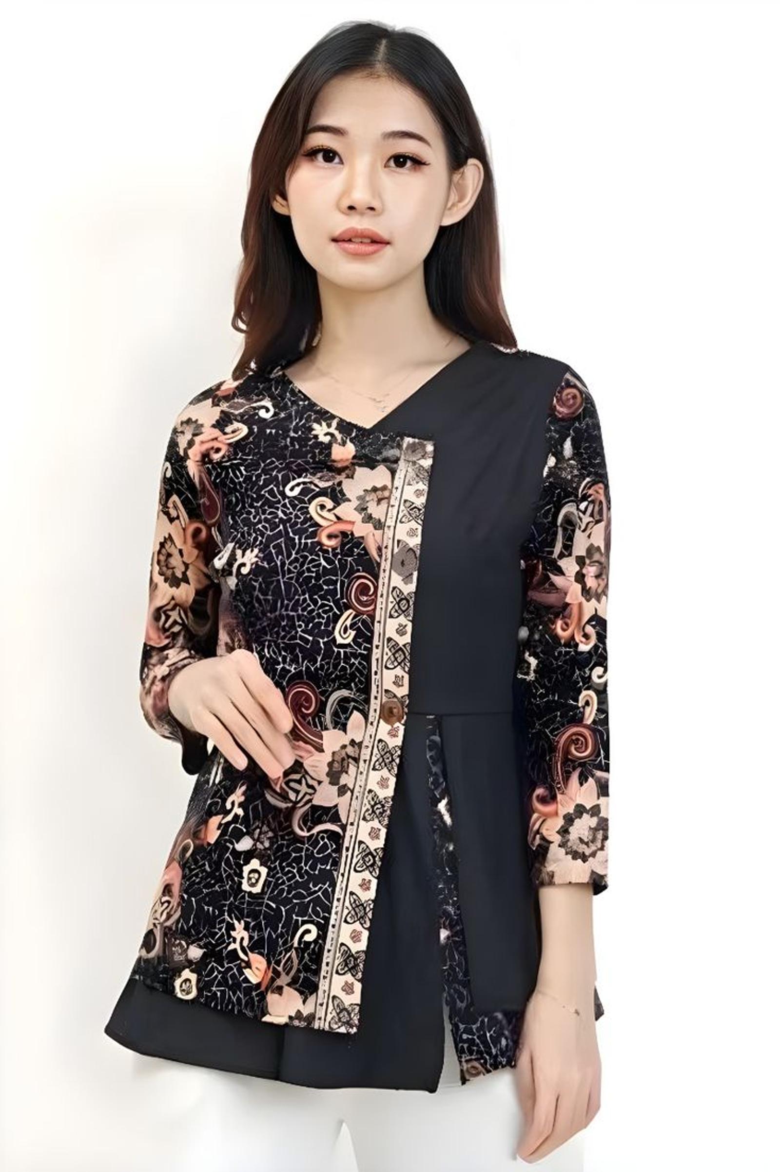 15 Model Baju Batik Atasan Perempuan Lengan Panjang Modern