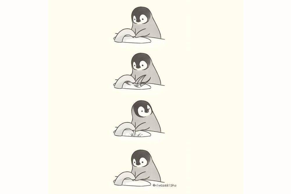 8 Ilustrasi Pinguin Ini Gambarkan Hal Canggung yang Sering Kamu Alami