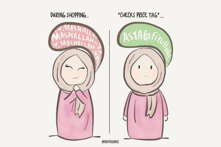 9 Ilustrasi Lucu Keseharian Perempuan Berhijab yang Bikin Gemas!