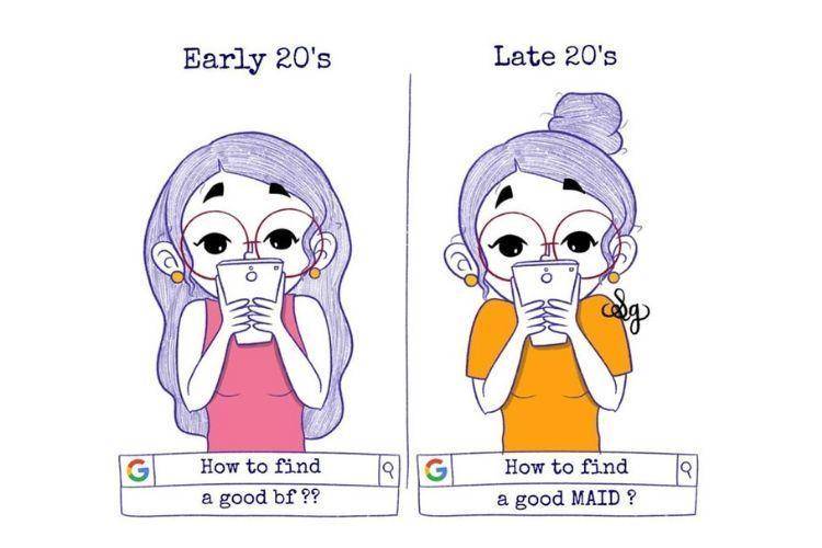9 Ilustrasi Lucu Perbedaan Perempuan di Usia 20-an Tahun