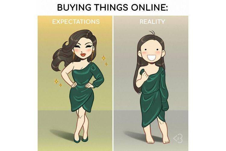 10 Ilustrasi Lucu Ekspektasi vs Realitas dalam Keseharian Perempuan