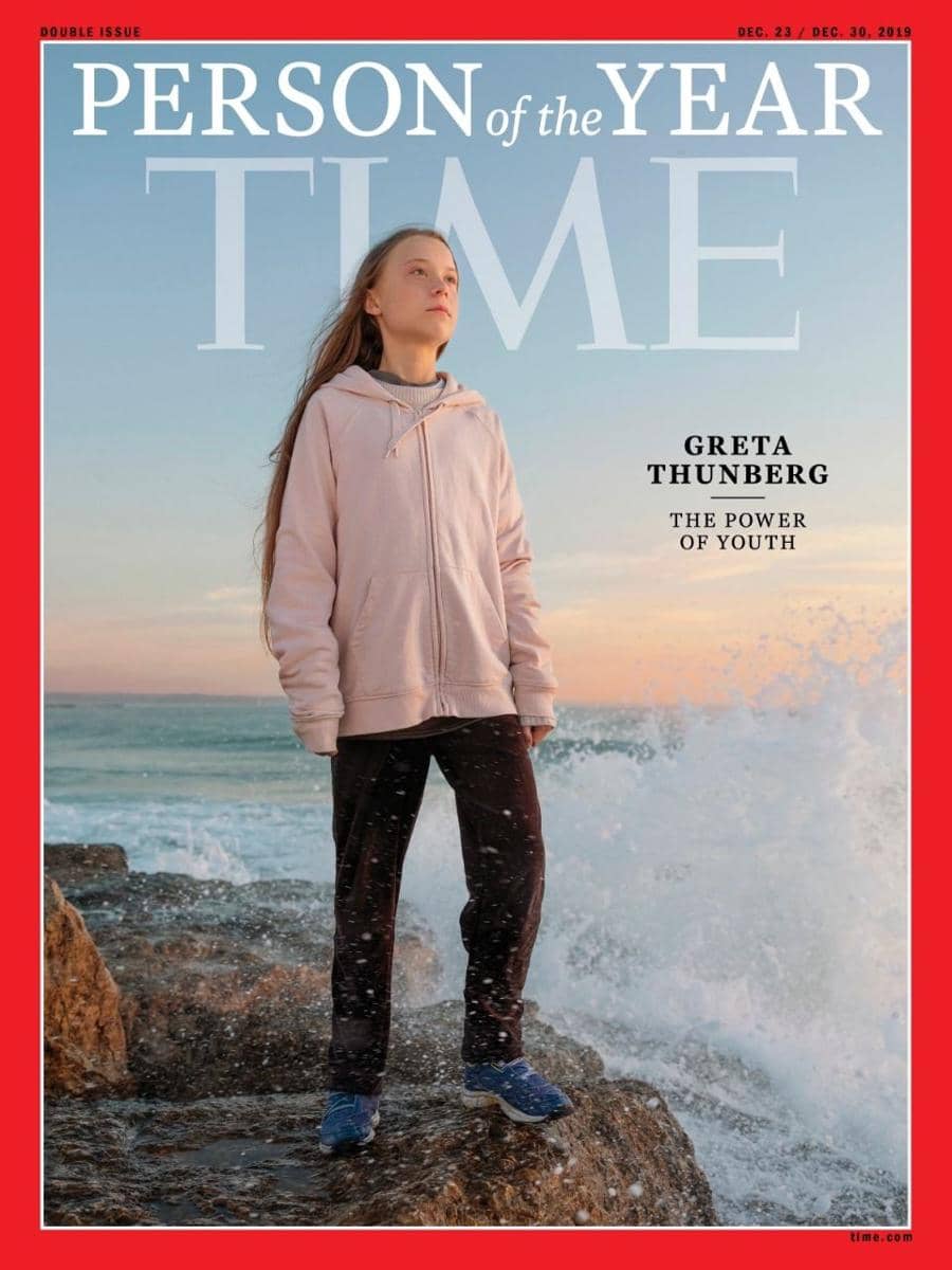Majalah TIME dengan cover Greta Thunberg sebagai Person of the Year untuk tahun 2019. TIME