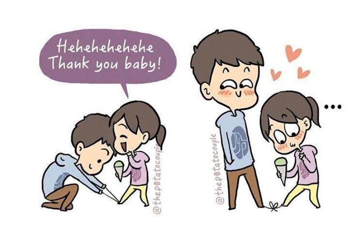 15 Ilustrasi Lucu Momen Manis Pasangan Muda sampai Usia Senja