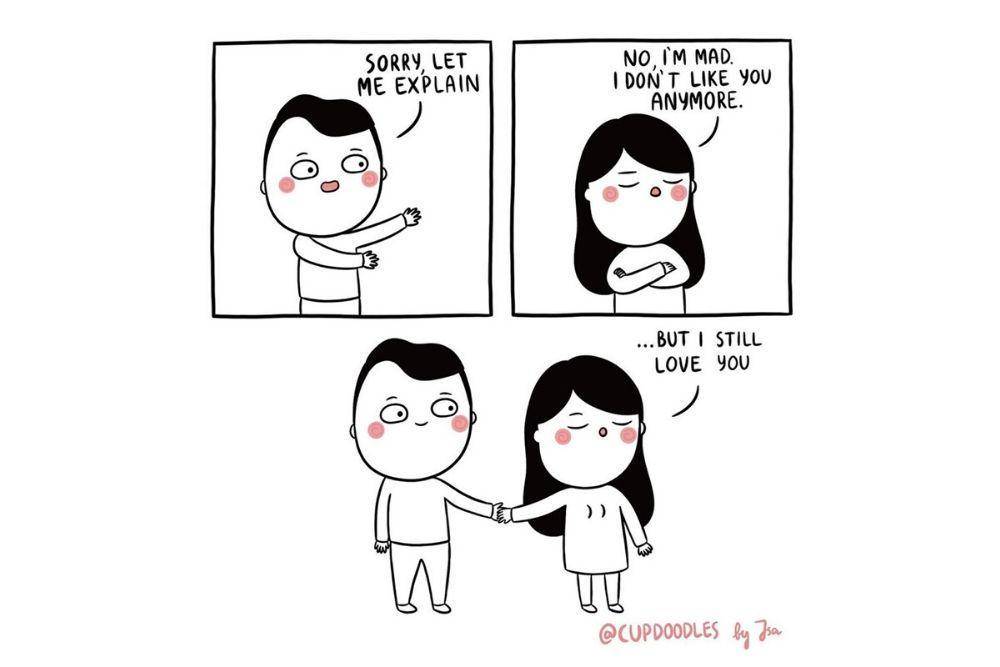 Gemas! 9 Ilustrasi Lucu Rasanya Punya Pacar Romantis Tapi Humoris