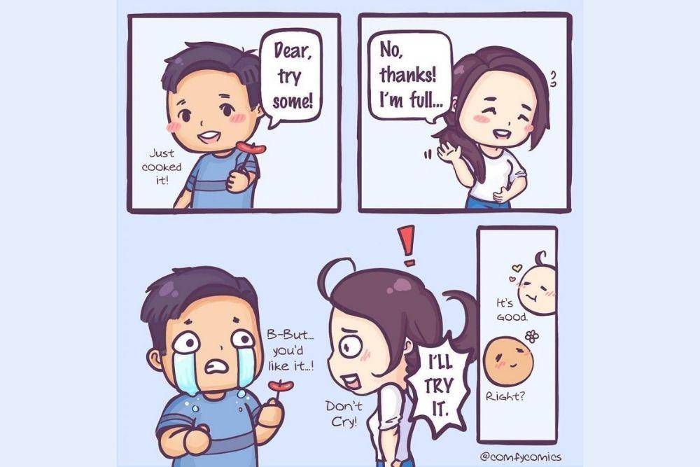 Bucin Banget! 9 Ilustrasi Lucu Pasangan saat Dimabuk Asmara