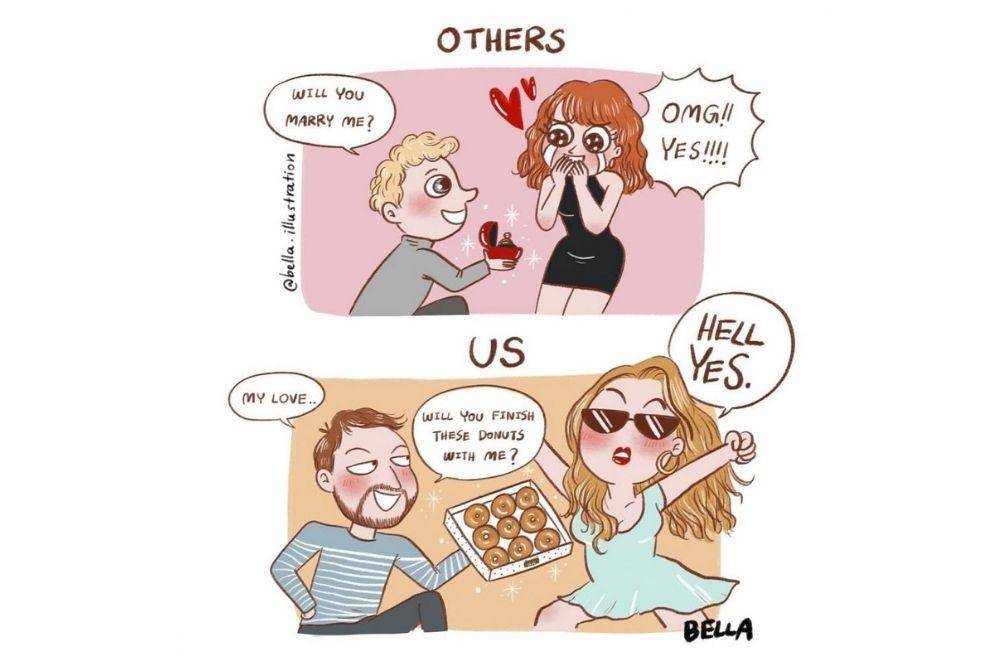 Anti Jaim! 9 Ilustrasi Lucu Cewek yang Apa Adanya di Depan Pasangan
