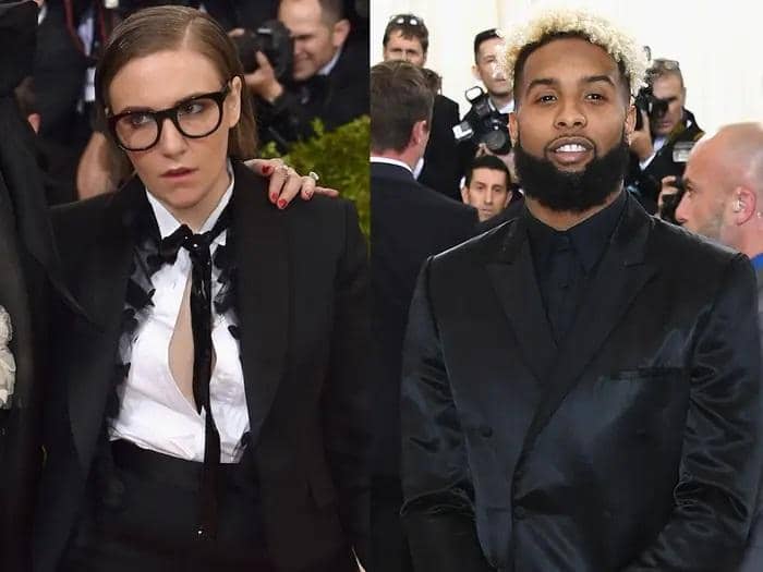 Lena Dunham (Getty Images/Dimitrios Kambouris) dan Odell Beckham Jr. (Getty Images/Larry Busacca) di Met Gala 2016 (via insider.com)