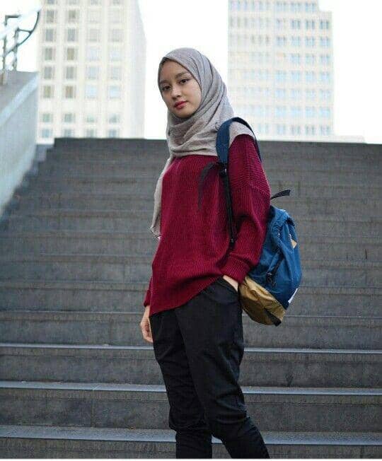 baju merah cocok dengan jilbab warna apa