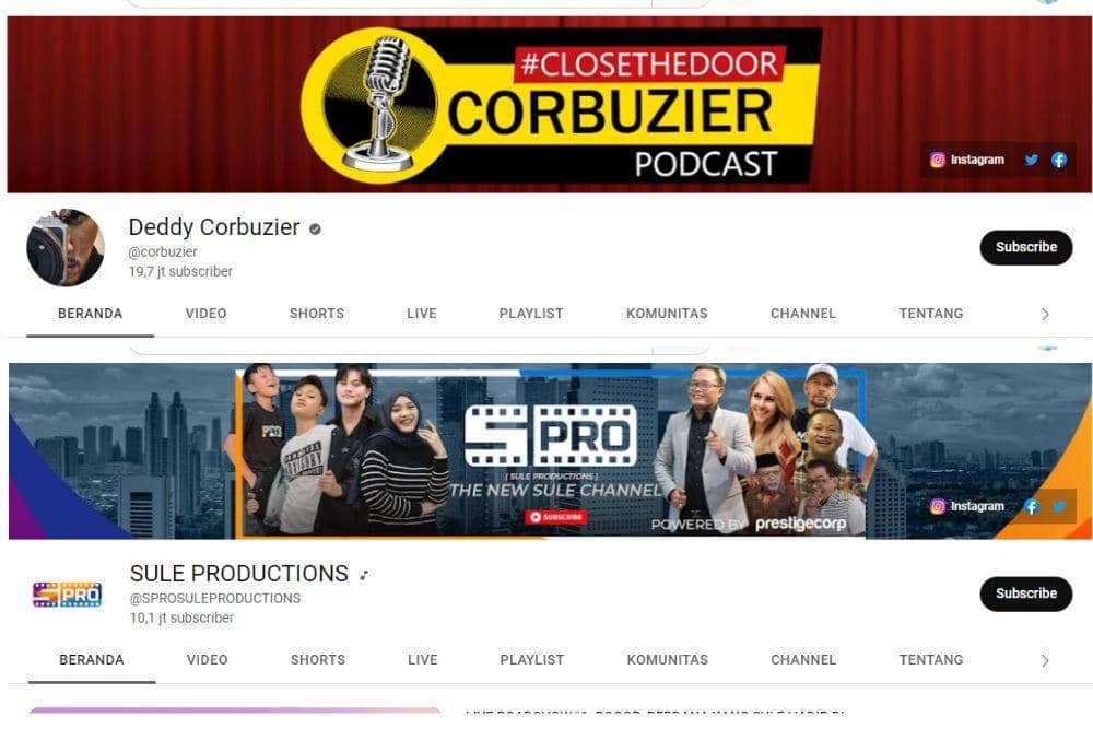youtube.com/SULE PRODUCTIONS, youtube.com/Deddy Corbuzier
