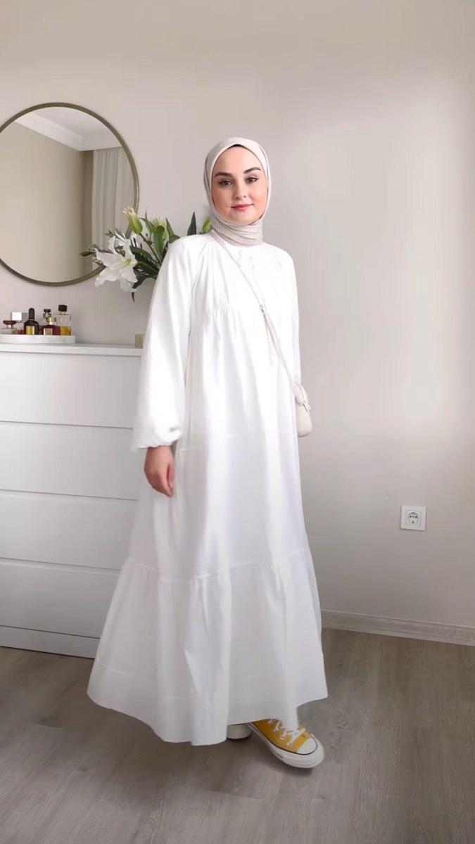 Model Gamis Putih5 Mewah dan Elegan, Cocok untuk Lebaran Model Gamis Putih Mewah dan Elegan, Cocok untuk Lebaran