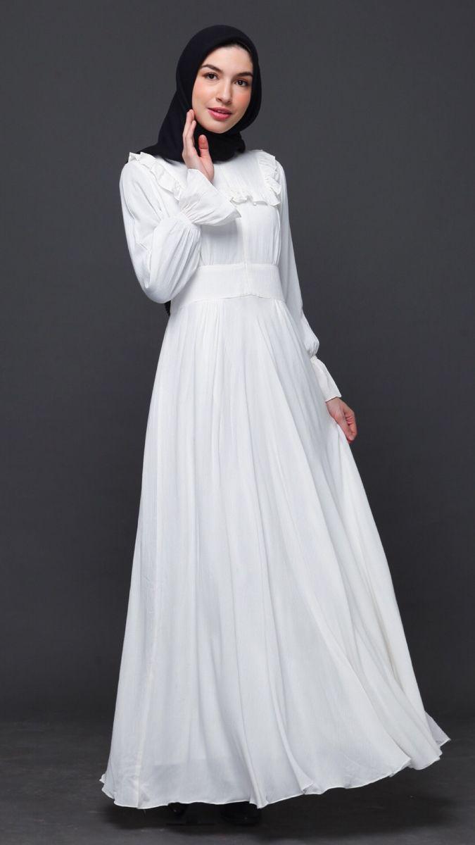Model Gamis putih7 Mewah dan Elegan, Cocok untuk Lebaran Model Gamis Putih Mewah dan Elegan, Cocok untuk Lebaran