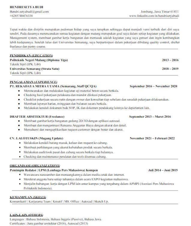 Cara Membuat CV ATS Friendly dan Contohnya Lengkap | Popbela.com