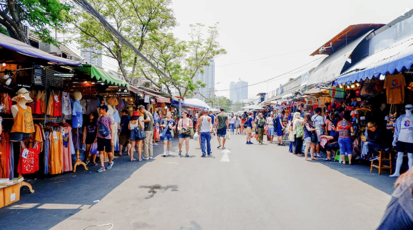 ilustrasi cha tu chak market Bangkok 
