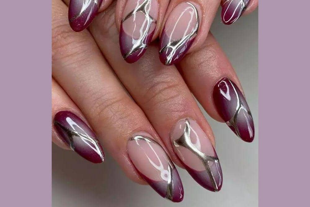 hairstylery.com/Nail Art Maroon Motif