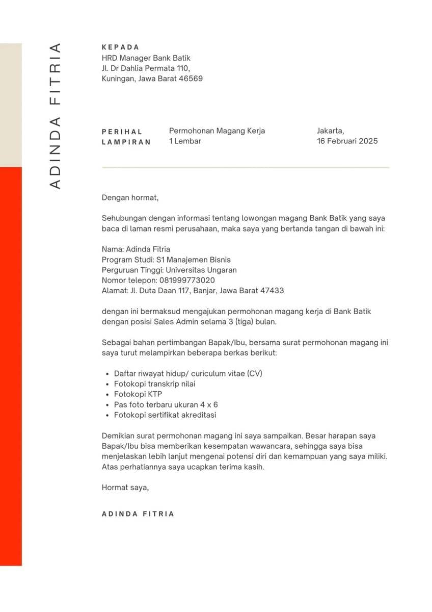 Dok. Canva/Surat Permohonan Magang