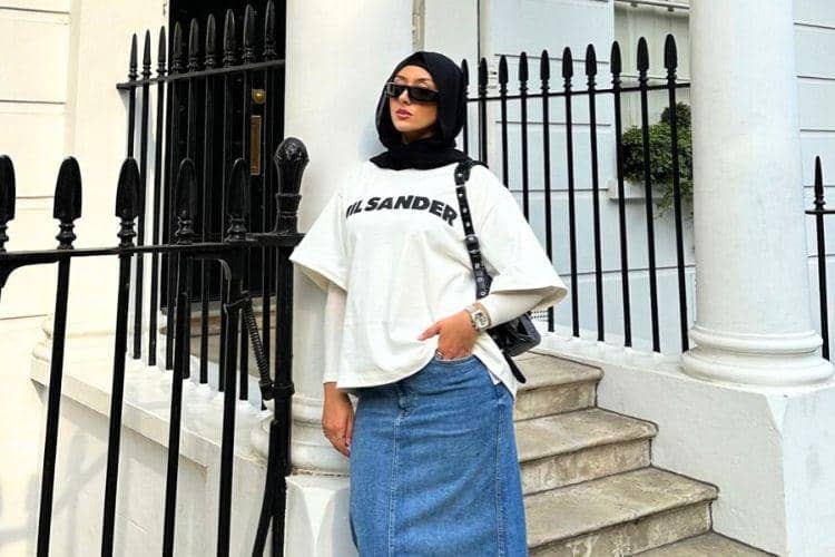 Ide OOTD Rok Span Levis Hijab | Popbela.com
