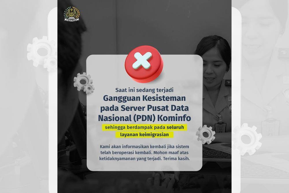 Pusat Data Down, Pelayanan Imigrasi Terganggu Hingga Hari Ini