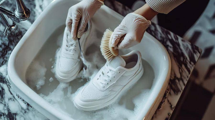 Ilustrasi mencuci sepatu Ventela